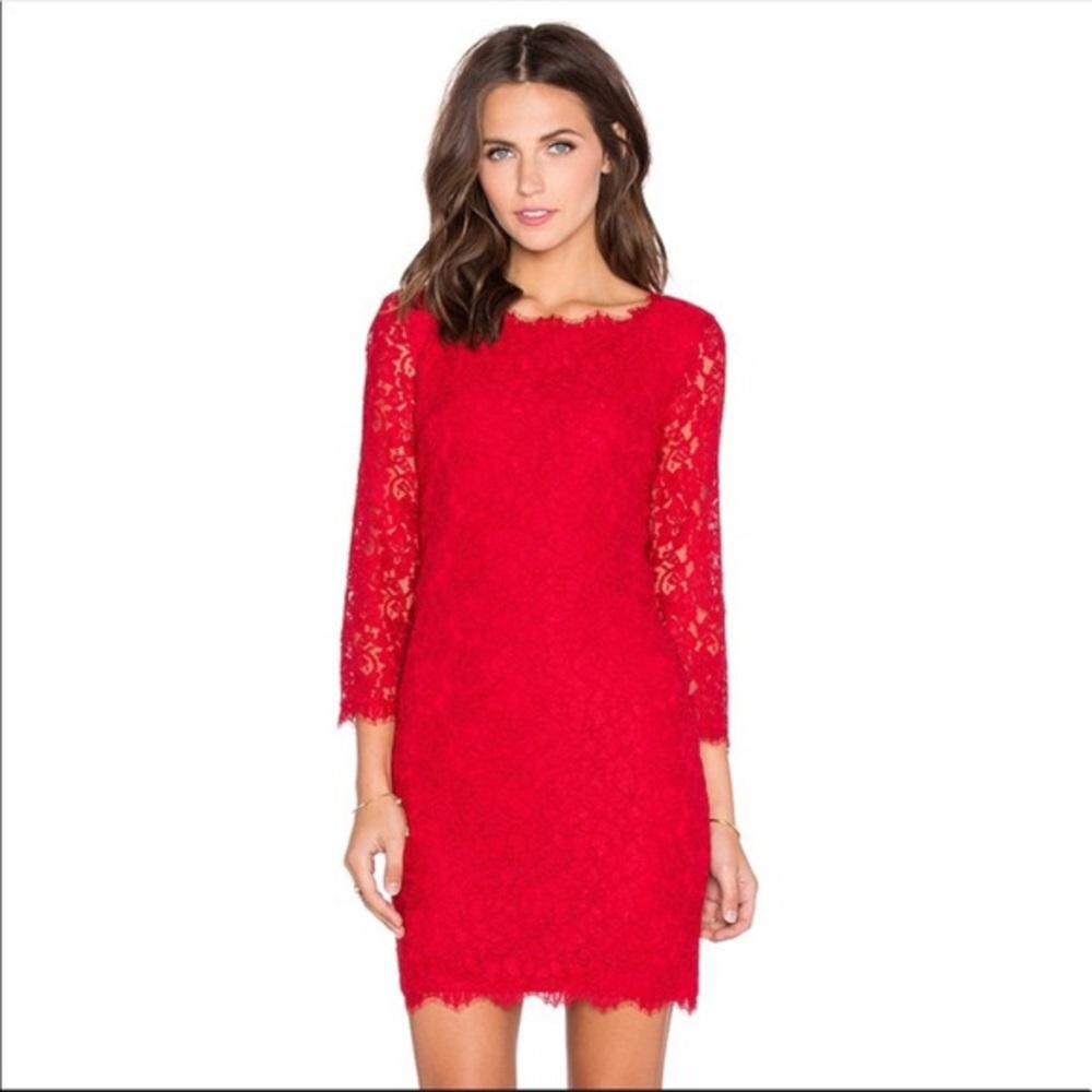 Diane von Furstenberg Red Zarita Lace Dress
